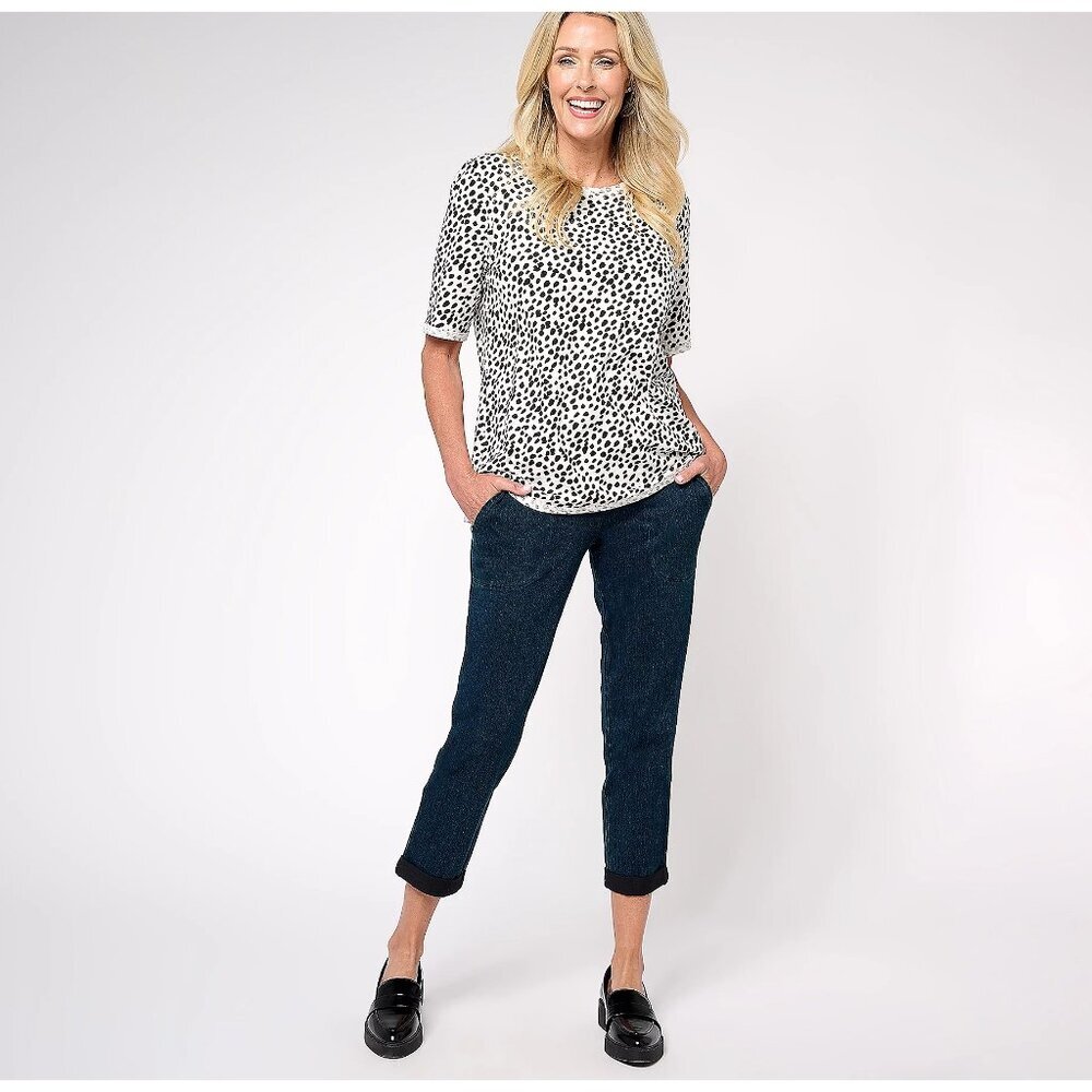 New Women with Control Indigo Prime Stretch Denim Petite Crop Jean Petite 3X - Picture 3 of 5